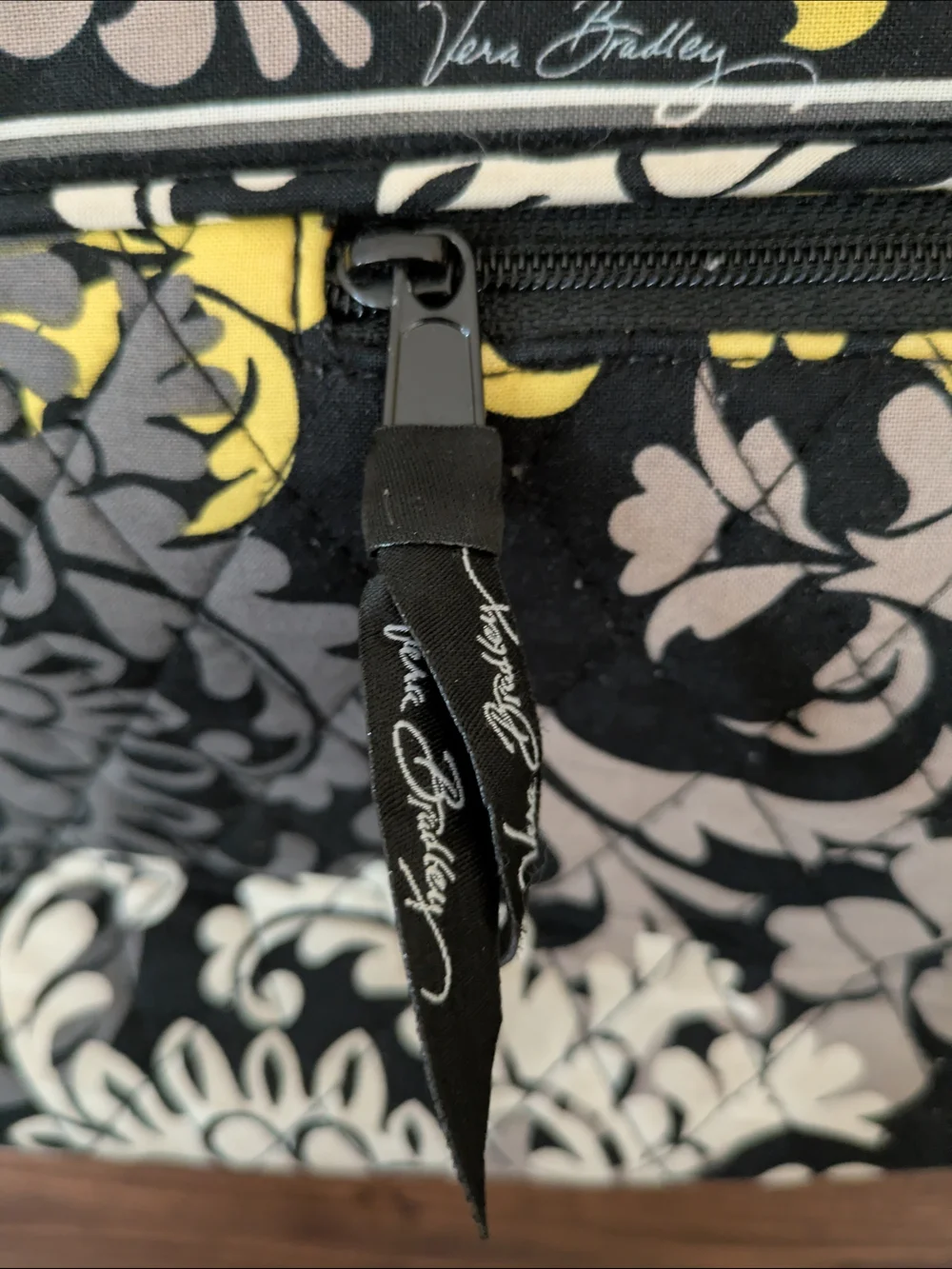 Vera Bradley Floral Quilted Tote in Black, Gray & Yellow